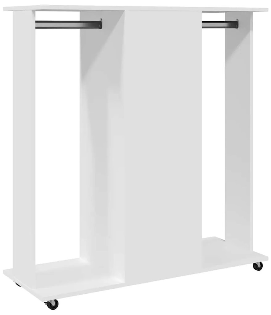 fehér szerelt fa ruhásszekrény kerékkel 102 x 38 x 110 cm