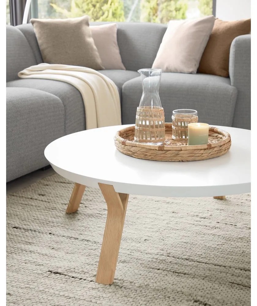 Solid fehér dohányzóasztal, ⌀ 90 cm - Kave Home