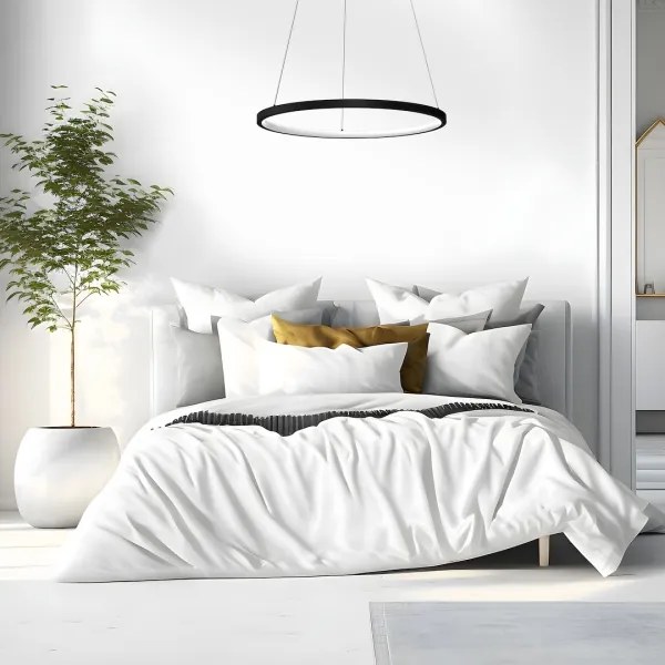 LED Csillár zsinóron HOOP LED/27W/230V átm. 50 cm 4000K fekete