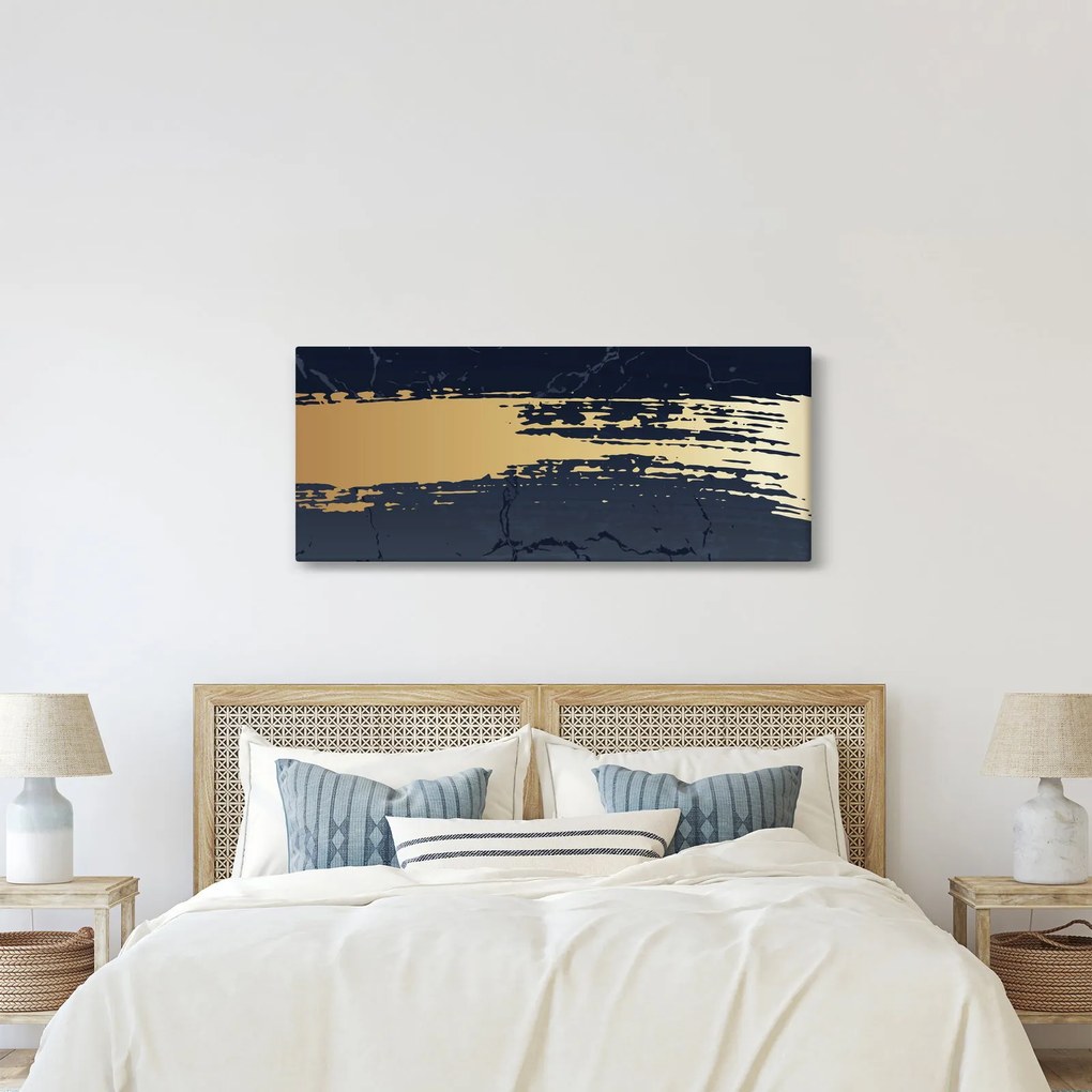 Kép - Kék és arany absztrakció N⁰2 (120x50 cm)
