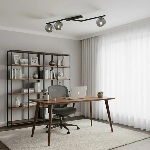 Mennyezeti lámpa NATON 3xE14/10W/230V fekete/füstszínű