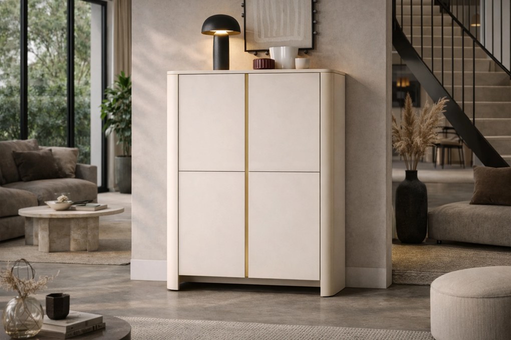 Sorrenti magas komód 103 cm – kasmír / arany