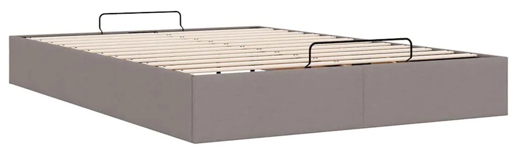 Ottomán tópszínű szövet ágykeret matrac nélkül 140 x 190 cm