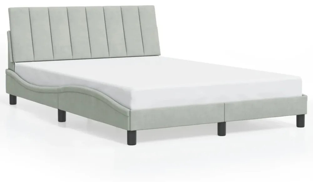 világosszürke bársony ágykeret LED-ekkel matrac nélkül Hanko 140 x 200 cm