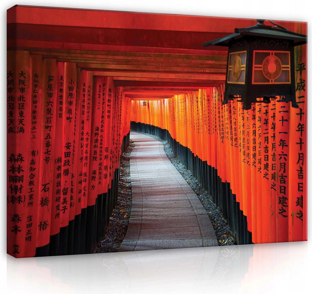 Vászonkép 100x75 Piros tória kapu alagút Japán Fushimi Inari ösvény