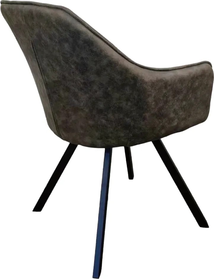 Forgó étkezőszék, zöld szövet csiszolt bőr hatással, SAMANTA