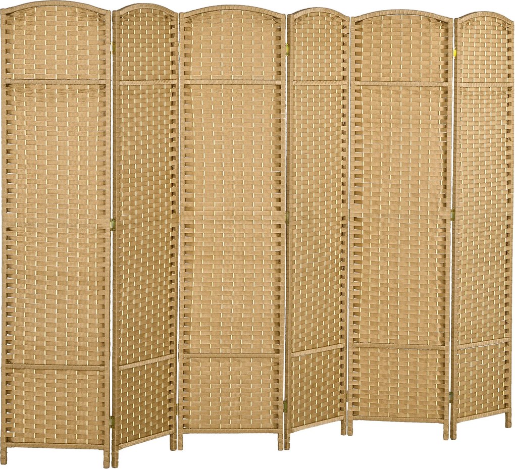 HOMCOM 6 Panel 240 x 170 cm Bambusz szobaelválasztó összecsukható képernyő a nappaliba - Természetes | Aosom