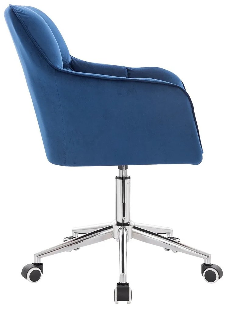 HR550K Tengerkék modern velúr szék krómozott lábbal