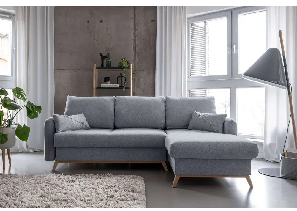 Scandic Lagom világosszürke kinyitható sarokkanapé, jobb oldali - Miuform
