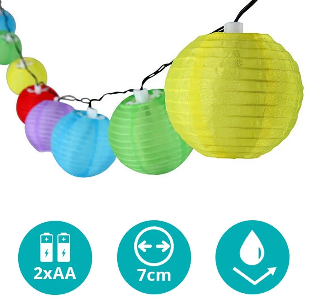 Party lampion, 10 LED-es, elemes