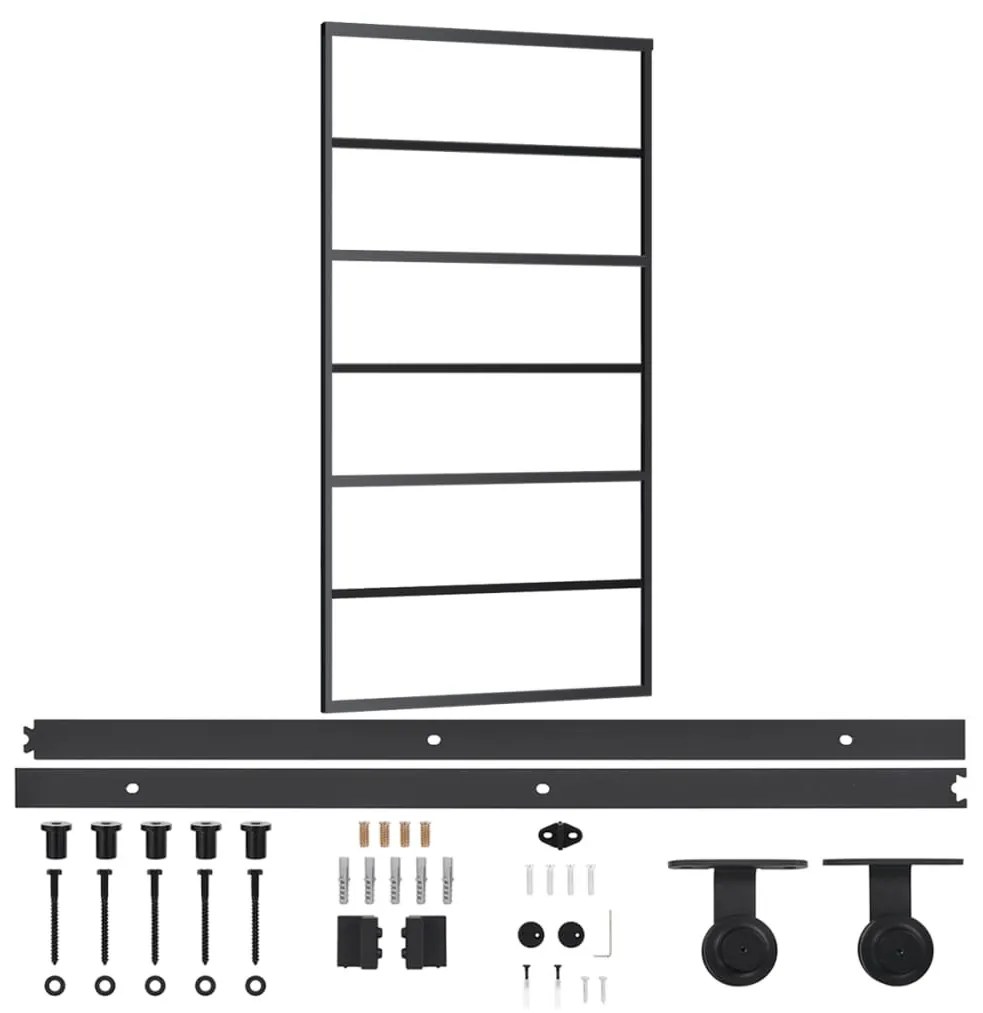 ESG üveg és alumínium tolóajtó fémszerelvény-szettel 102x205 cm