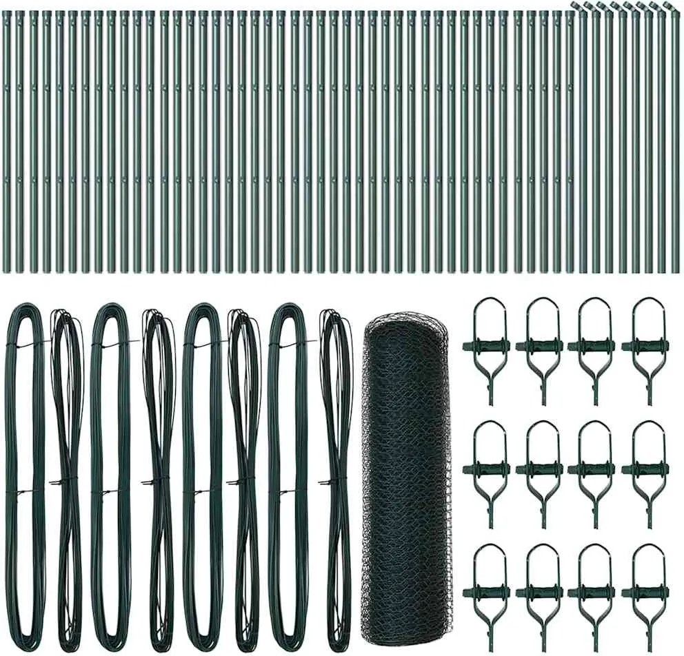 vidaXL Kerítésoszlop Zöld 100 x 0,4 m (13 mm háló) Acél és PVC