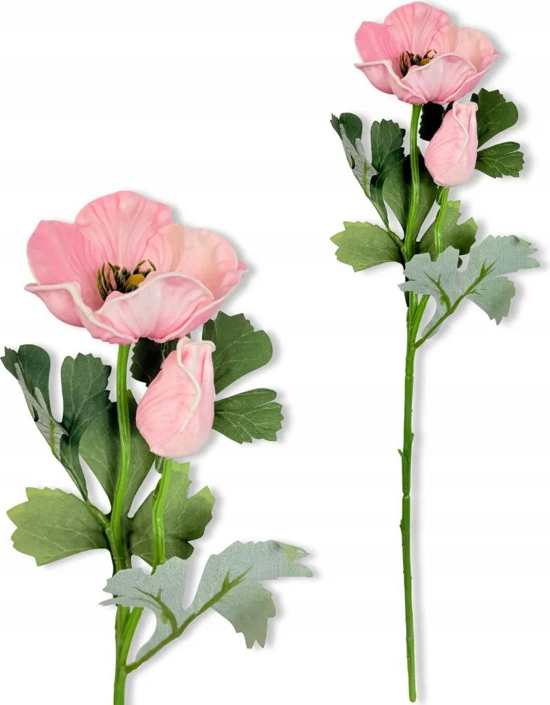 Rózsaszín Pipacs Ág pipacs virágokkal 44 cm Művirág váza Élő