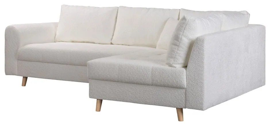 Fehér buklé sarokkanapé (jobb oldali) Ariella – Ropez