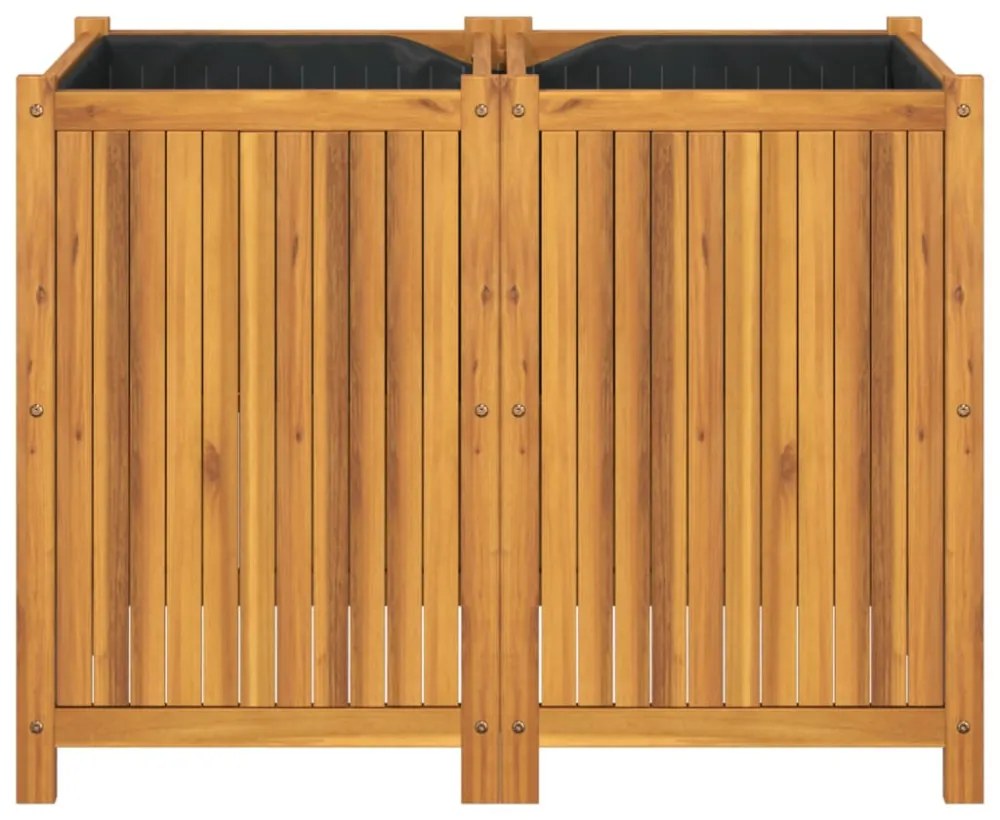tömör akácfa kerti virágtartó béléssel 100 x 50 x 75 cm