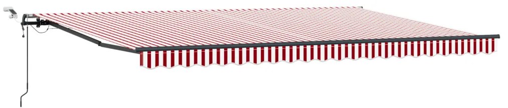 Automatikus Behúzható Napellenző LED Piros és Fehér Csíkkal 500x300 cm