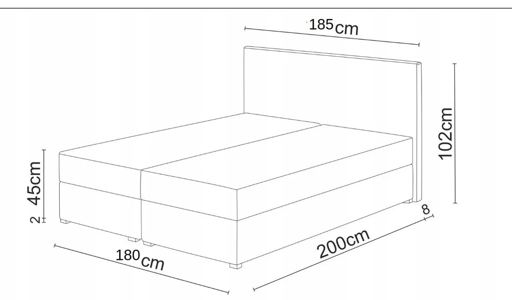 Franciaágy Boxspring 180 cm Karen (szürke) (matraccal és tárolóhellyel). 1046610