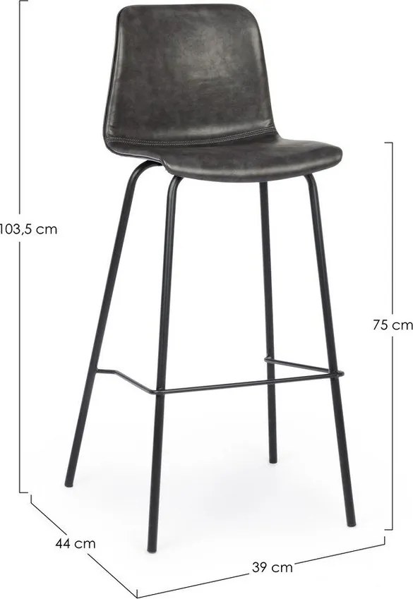 Sötétszürke kárpitozott bárszék (ülésmagasság 75 cm) Kyra – Bizzotto