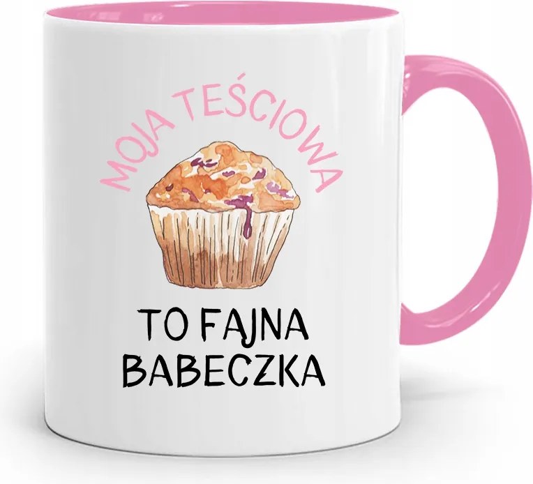 Rózsaszín Bögre Anyósnak Vagány Muffin nyomott mintával