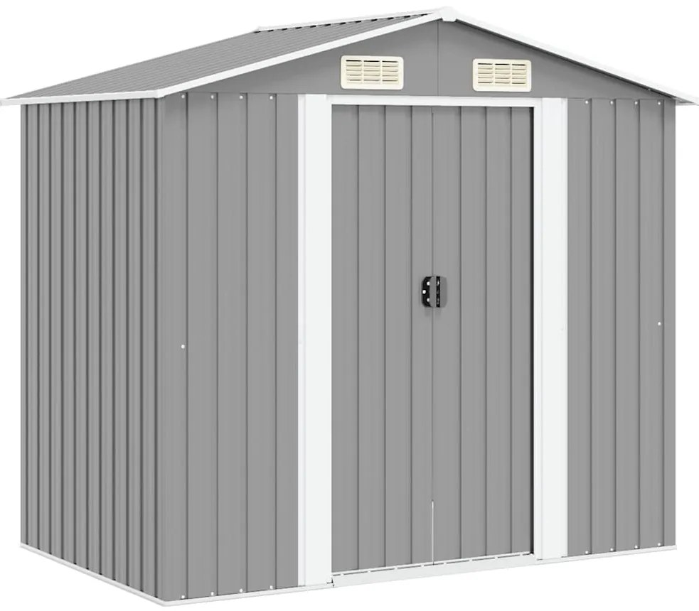 vidaXL szürke fém kerti fészer 204 x 132 x 186 cm