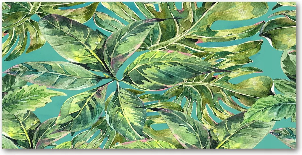 Konyhai panel Trópusi levelek 140x70 cm Ragasztó