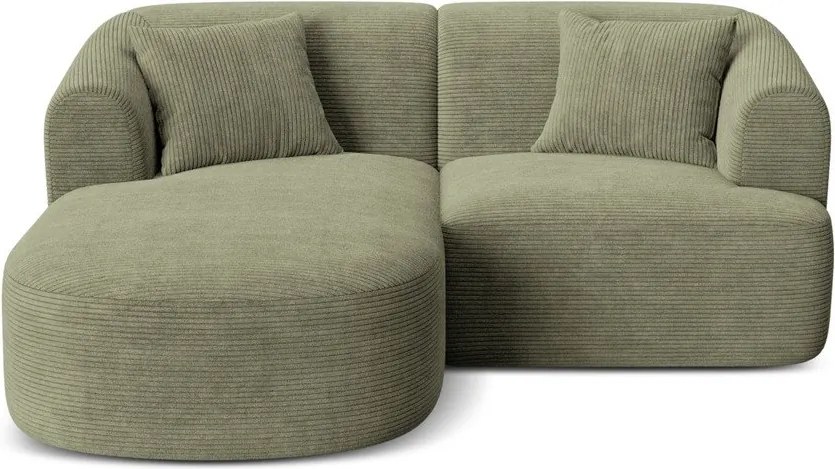 Zöld kordbársony sarokkanapé (bal oldali-heverő résszel) Campi – Cosmopolitan Design