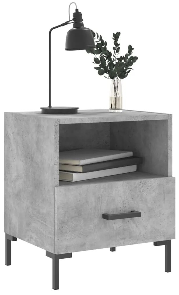 2 db betonszürke szerelt fa éjjeliszekrény 40 x 35 x 47,5 cm