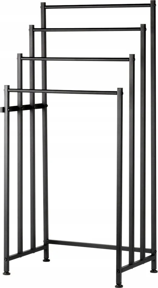 Törölközőtartó álló, fém, fekete