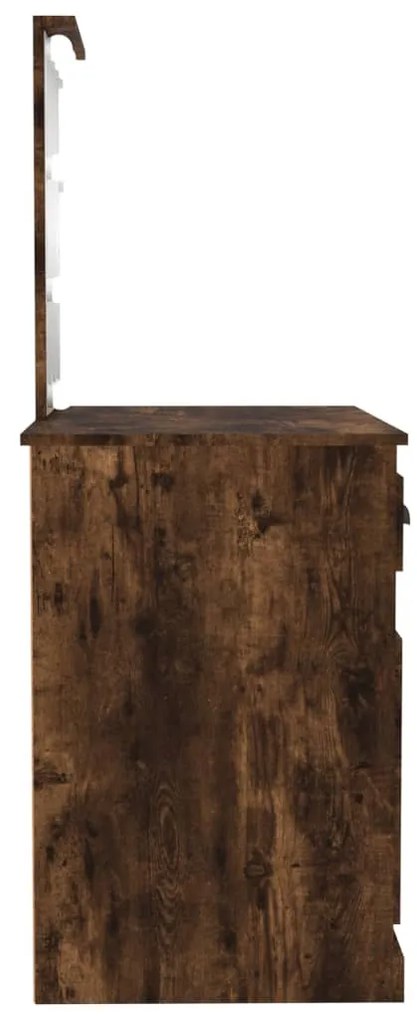 füstös tölgy színű szerelt fa LED-es pipereasztal 90x50x132,5cm