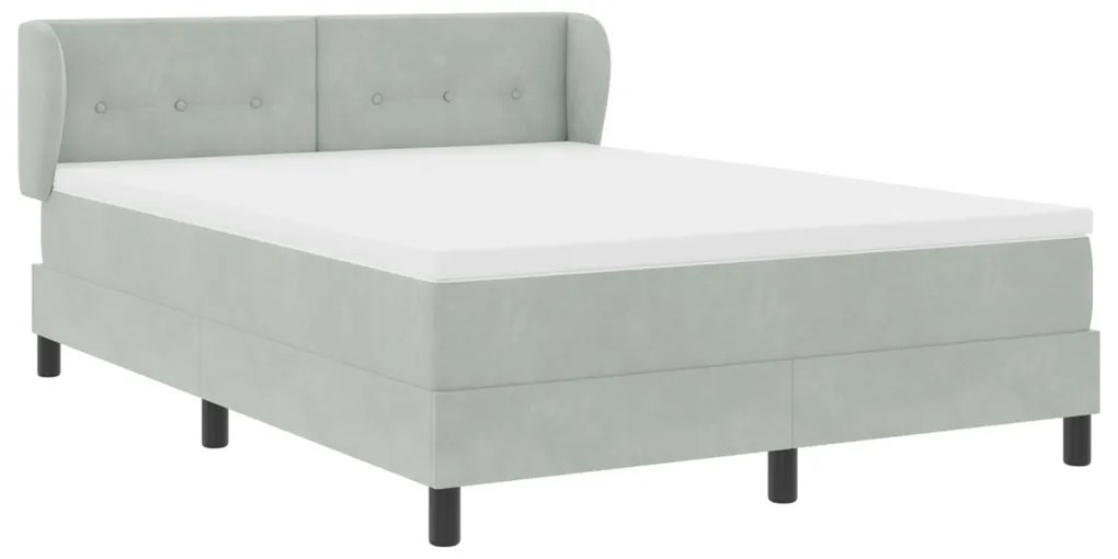 Boxspring Ágy Matrac Kép Sötétszürke 140x200 cm Bársony