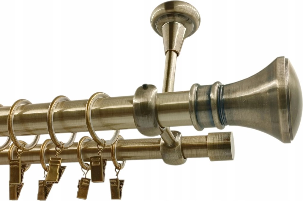 Fém Függönykarnis Mennyezeti 25+19mm MIX Végek Arany Antik 300cm galvanizált