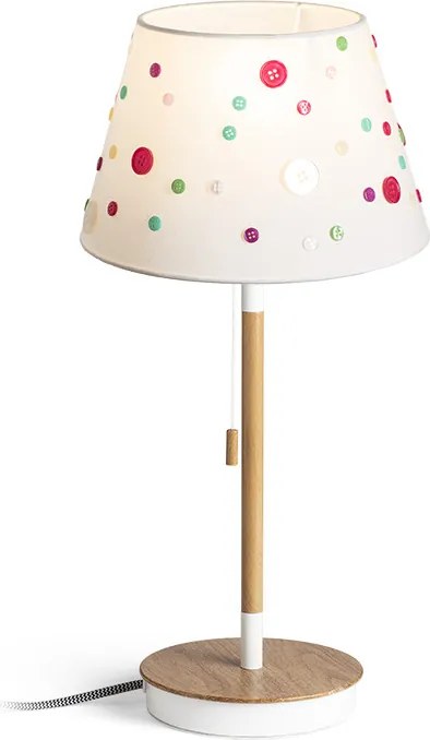 RENDL KEITH/DELISA stolní s USB bílá knoflíky/buk 230V LED E27 11W