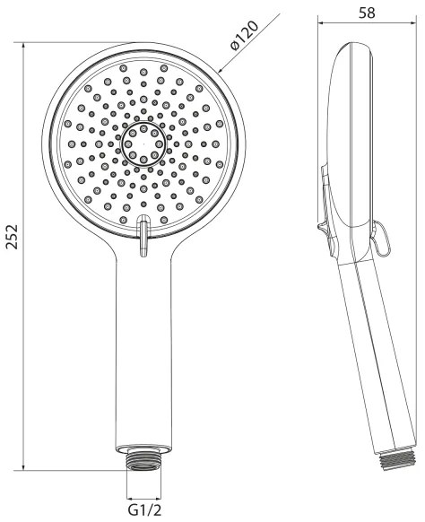 Sapho kézi zuhany, öblítő funkció, fényes króm kivitel