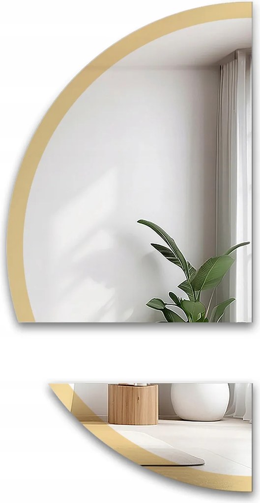 Tükör két részből, tükörarany keretben Doppio Shine 75x150
