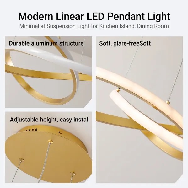 Brilagi - dimmelhető LED kábeles függeszték INFINITY LED/55W/230V 50x50 cm arany + távirányító