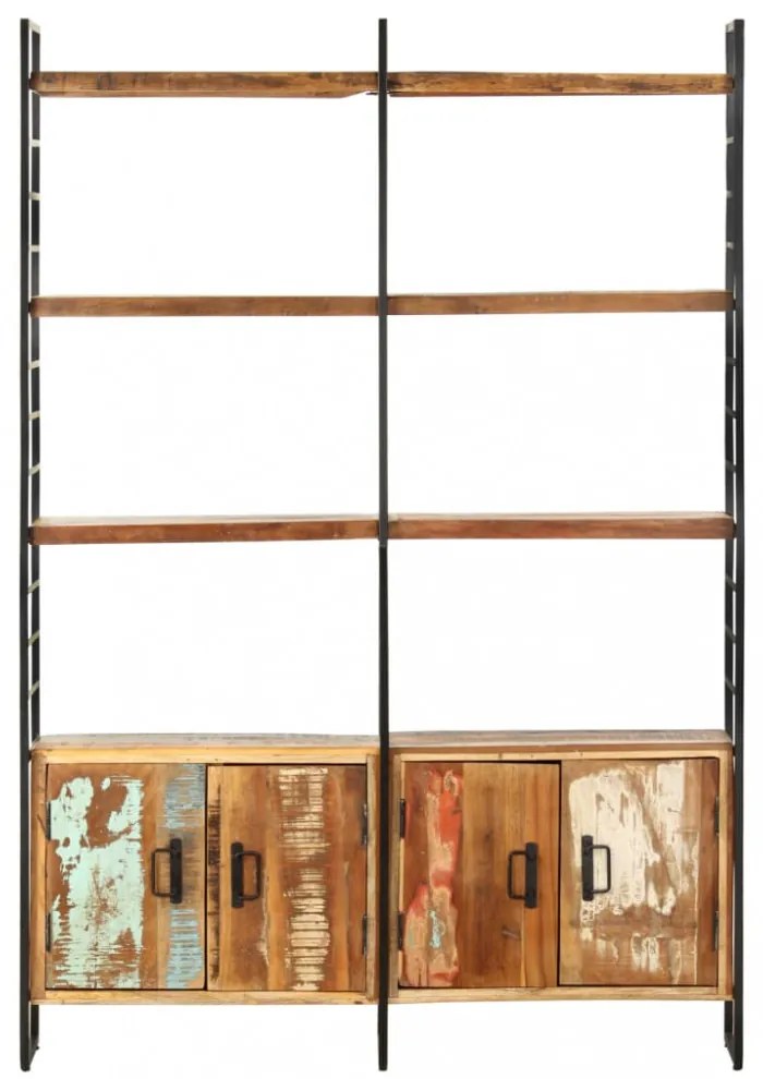4 szintes tömör újrahasznosított fa könyvespolc 124x30x180 cm