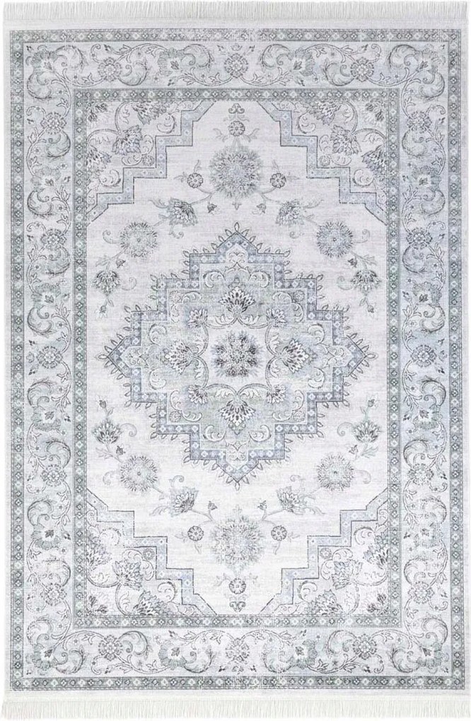 Luxus viszkóz szőnyeg zöld bézs virágokkal