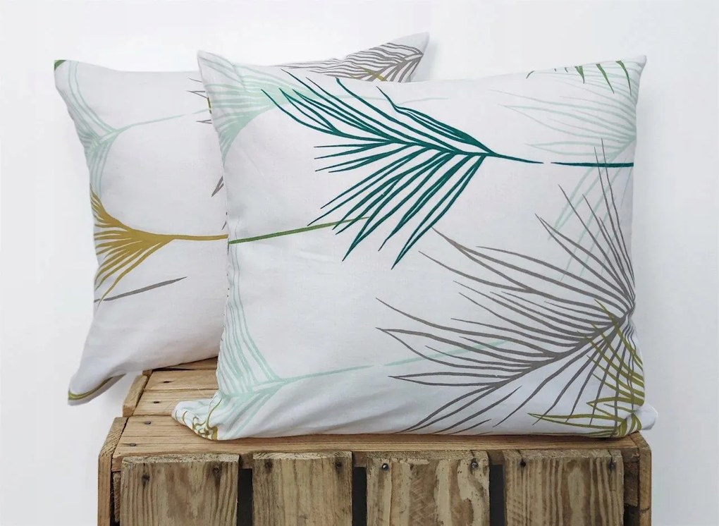 Pamut párnahuzat Prémium páfrány zöld pálmalevél 1816 levél 40x40