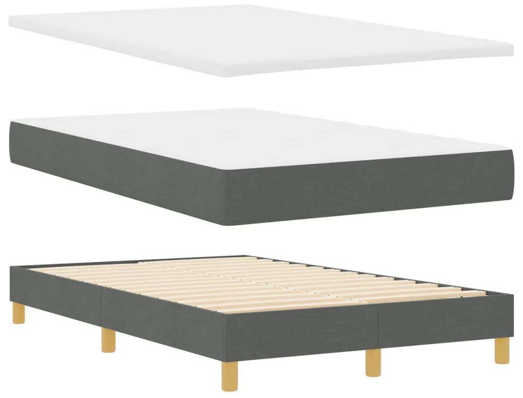 Box Spring Ágy Matraccal &amp; LED Sötétszürke 120x190 cm Szövet