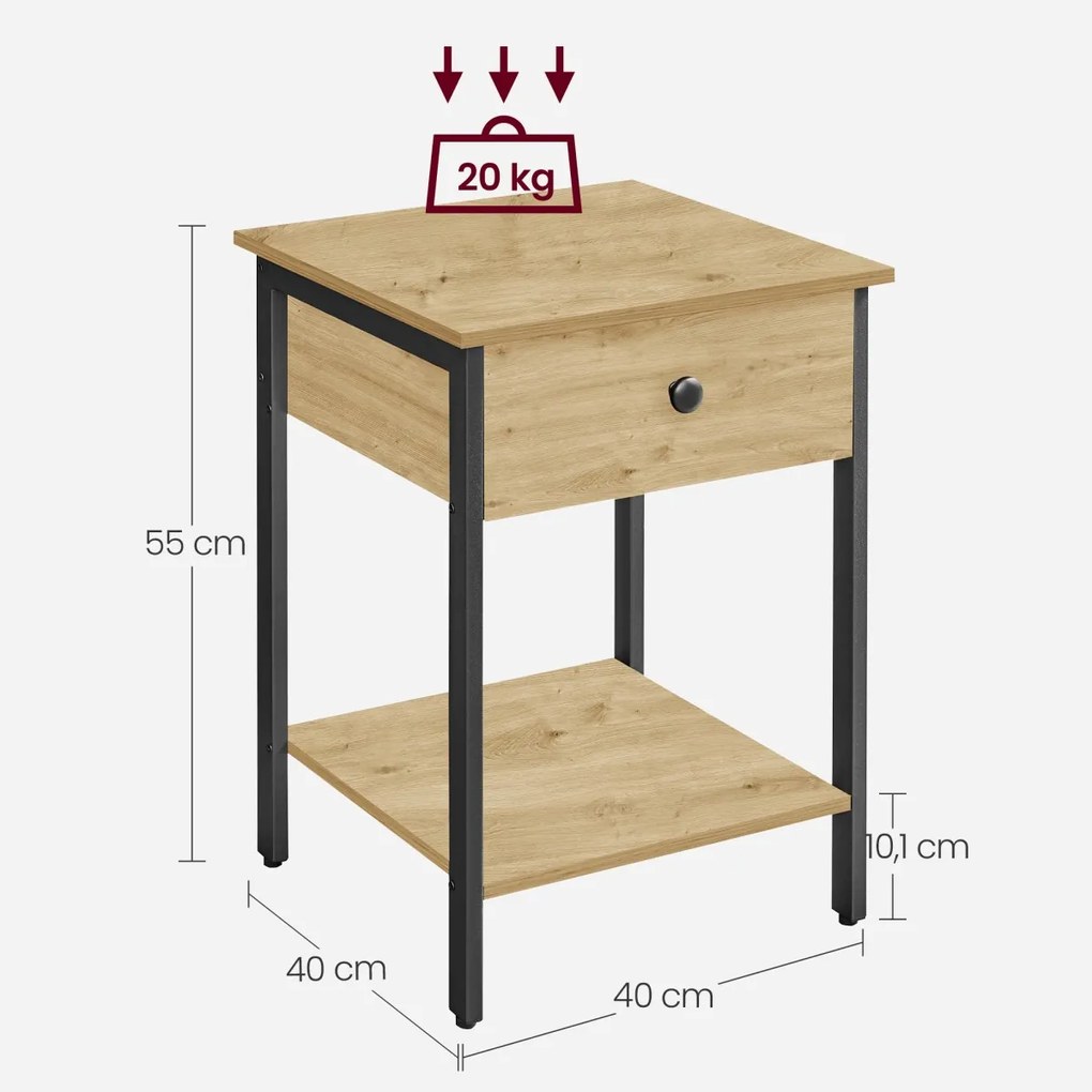 Tárolóasztal fiókkal TAYLOR ARTISAN 40x40 cm
