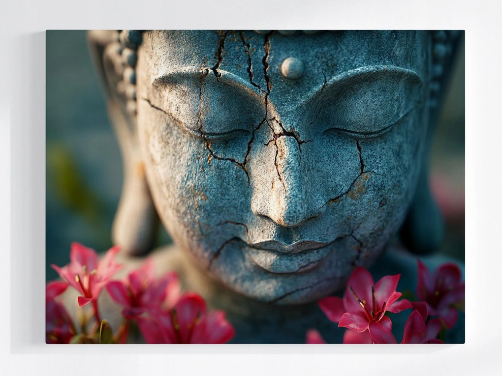 Poszter Szobor Arc Buddha Virágok Harmónia Zen 80x60