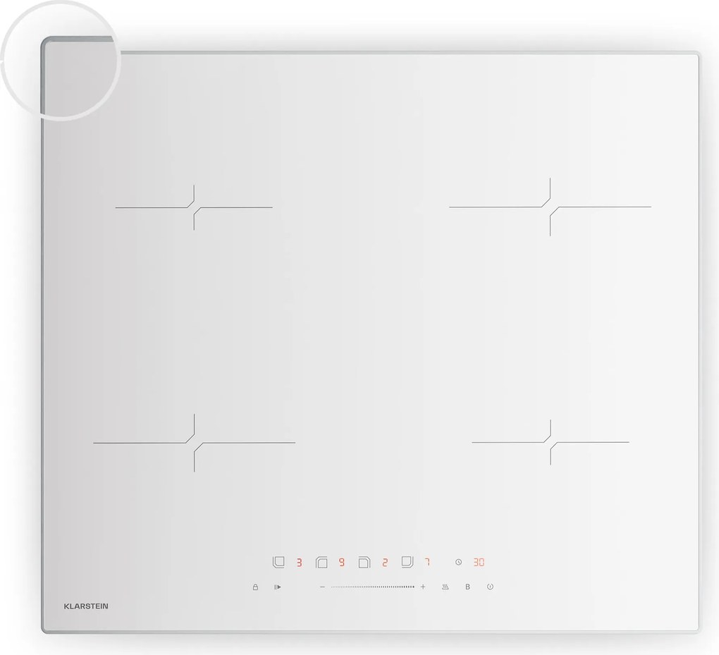 Klarstein Velaire indukciós főzőlap, elegáns, minimalista, nagy teljesítményű, 4 főzőzóna, 7000 W, 60 cm