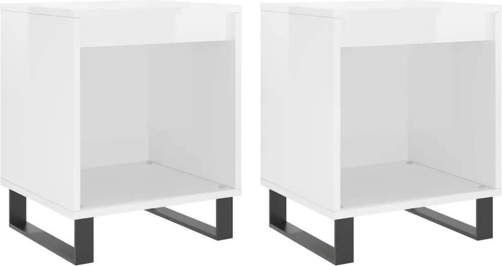vidaXL 2 db magasfényű fehér szerelt fa éjjeliszekrény 40x35x50 cm