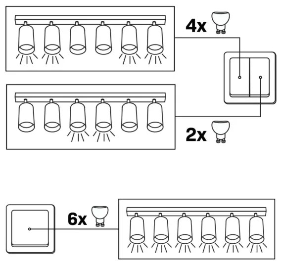 Spotlámpa BAMBOO 6xGU10/10W/230V fekete