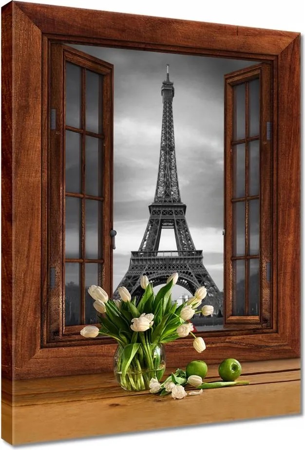 Vászonkép 50x70 Autó Eiffel-torony