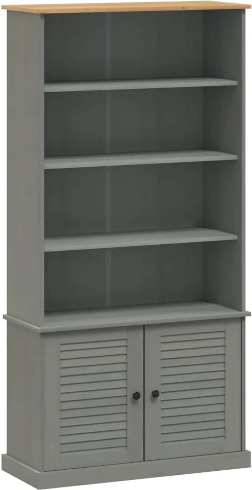 vidaXL VIGO szürke tömör fenyőfa könyvespolc 85x35x170 cm