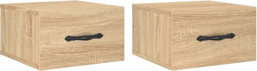 vidaXL 2 db sonoma tölgy falra szerelhető éjjeliszekrény 35x35x20 cm