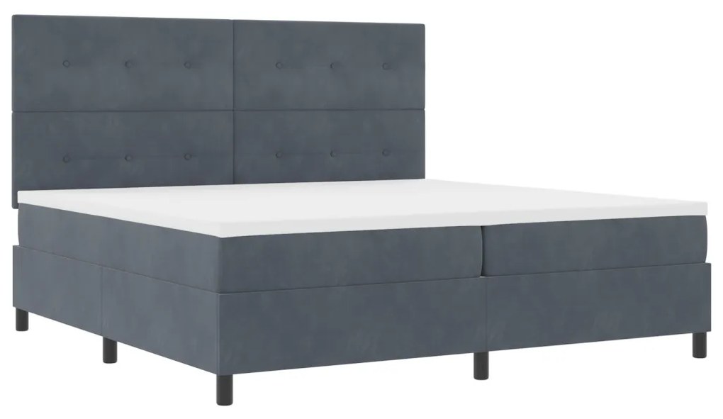 Box Spring Ágy Mattal és LED-del Sötét Szürke 200x200 cm Bársony
