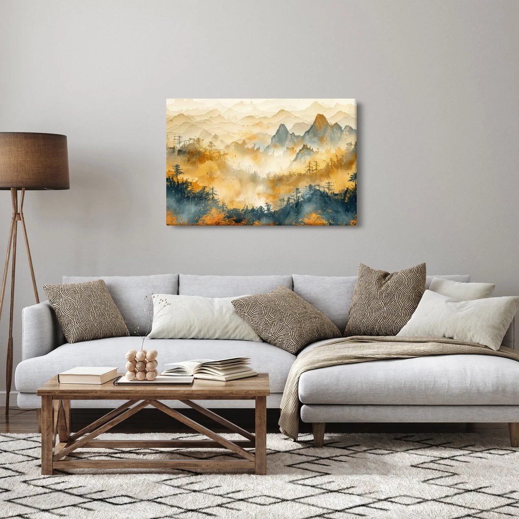 Kép - Hegyek, akvarell (90x60 cm)