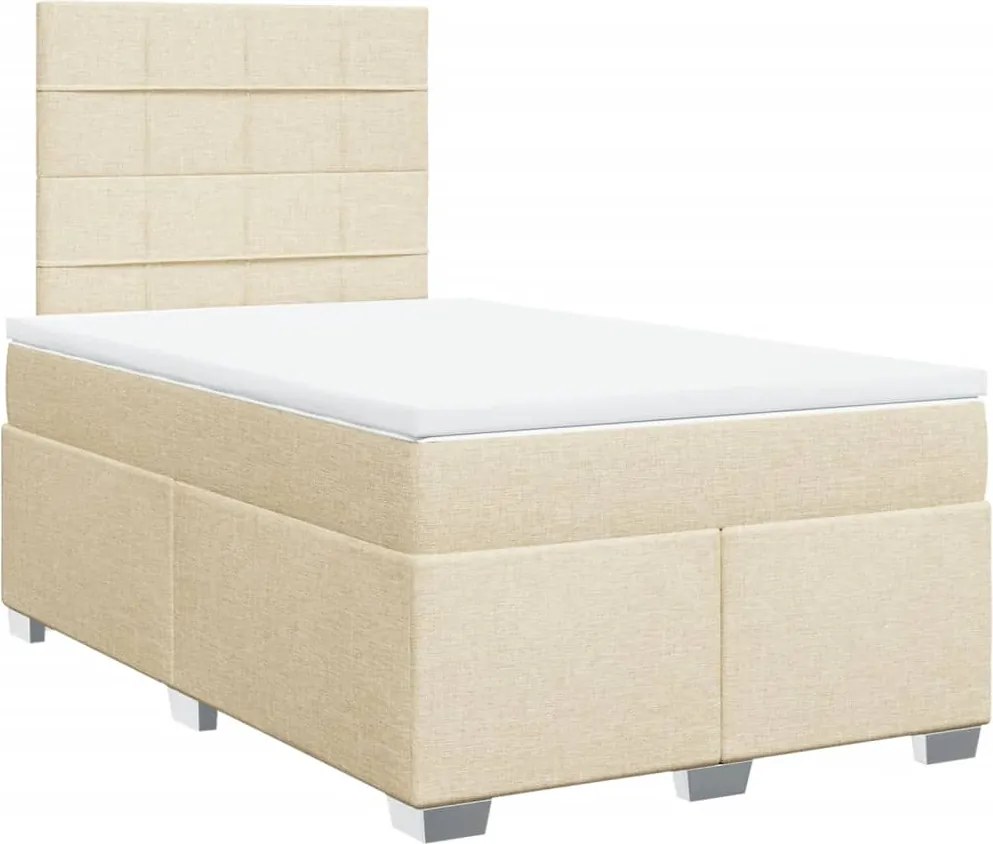 vidaXL krémszínű szövet rugós ágy matraccal 120 x 200 cm